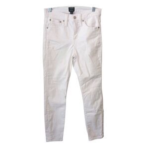 J Crew White Denim 9” High/Mid-rise Skinny Jeans Womens 26P Stretch Ankle EUC